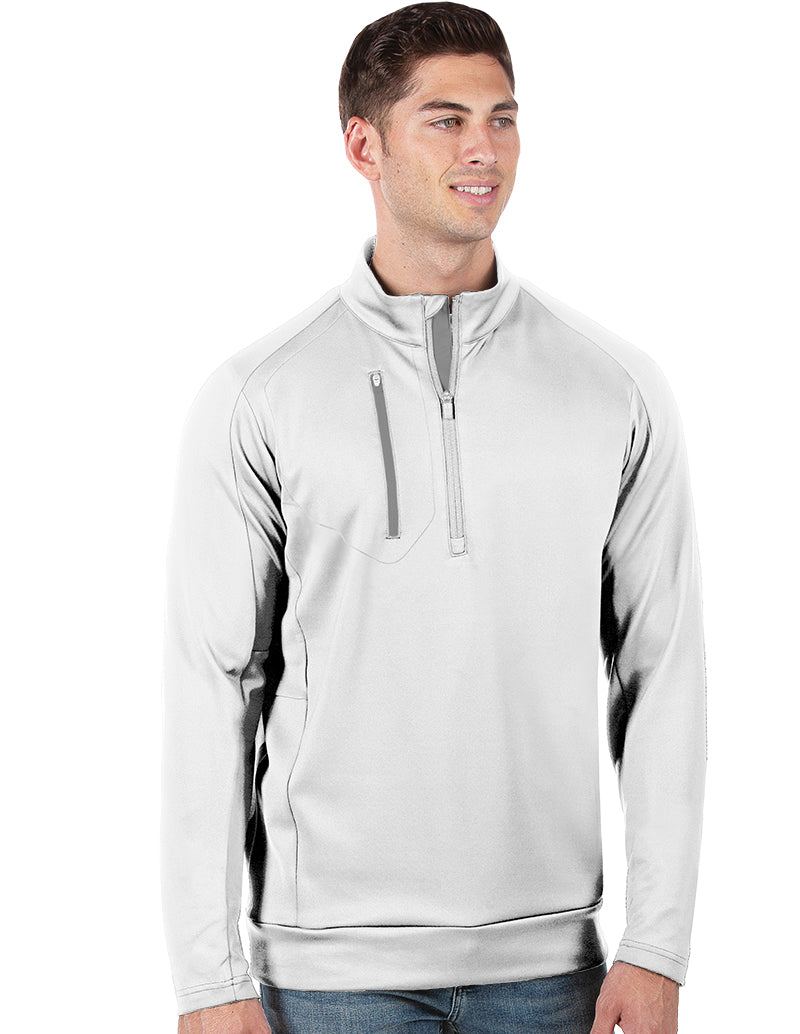 Antigua: Men’s Generation 104366 1/2 Zip Long Sleeve Pullover – 224 White/Silver