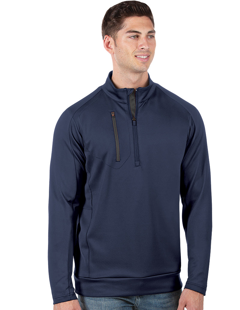 Antigua: Men’s Generation 104366 1/2 Zip Long Sleeve Pullover – 62E Navy/Carbon