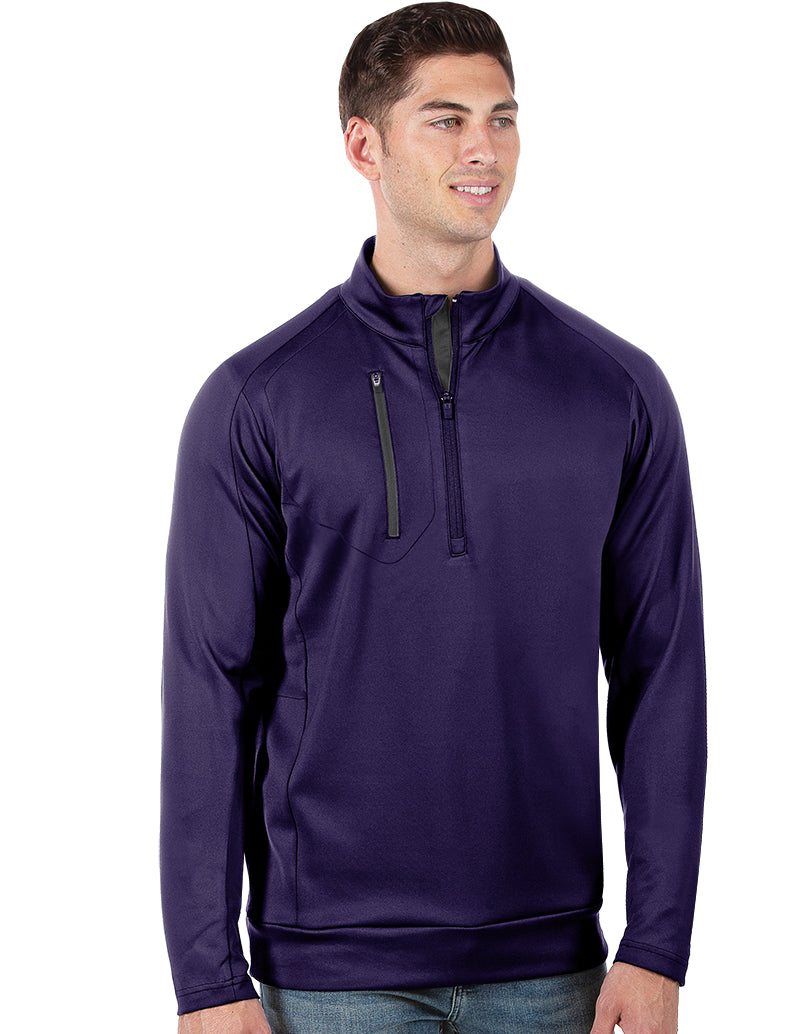 Antigua: Men’s Generation 104366 1/2 Zip Long Sleeve Pullover – 68E Dark Purple/Carbon
