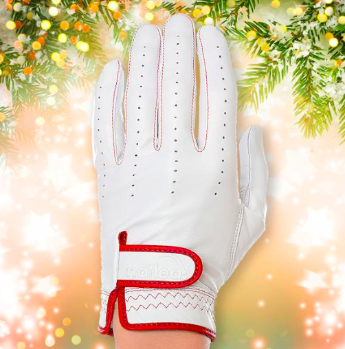 Nailed Golf: Women’s Genuine Elegance Golf Glove: White with Red (Size: Large) SALE